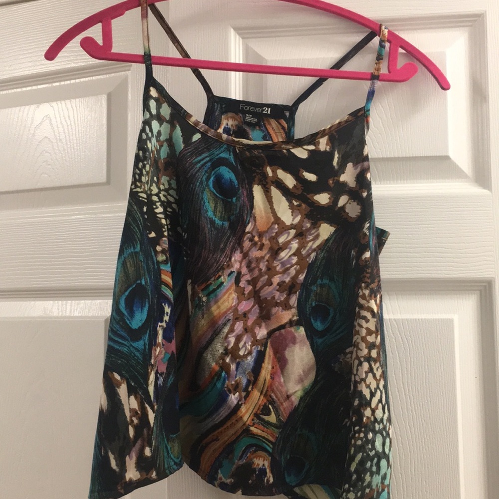 FUN NIGHT OUT PEACOCK SILK TOP WITH BUTTERFLY CUT